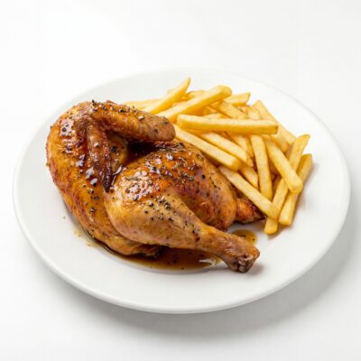 1/2 POLLO ASADO CON PATATAS FRITAS